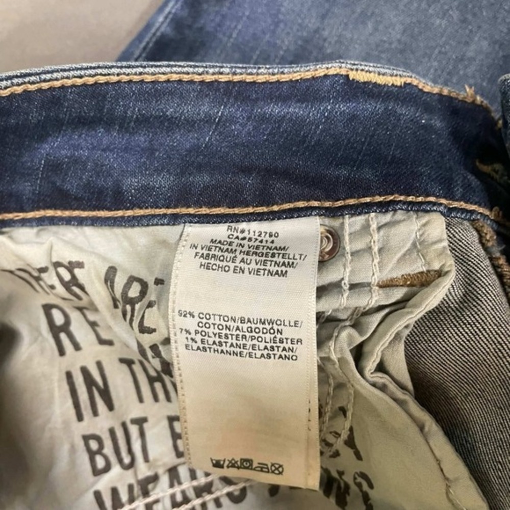 True Religion Billy Low Rise Straight Jeans Dark Wash Mens 29 Whiskering - Picture 6 of 9